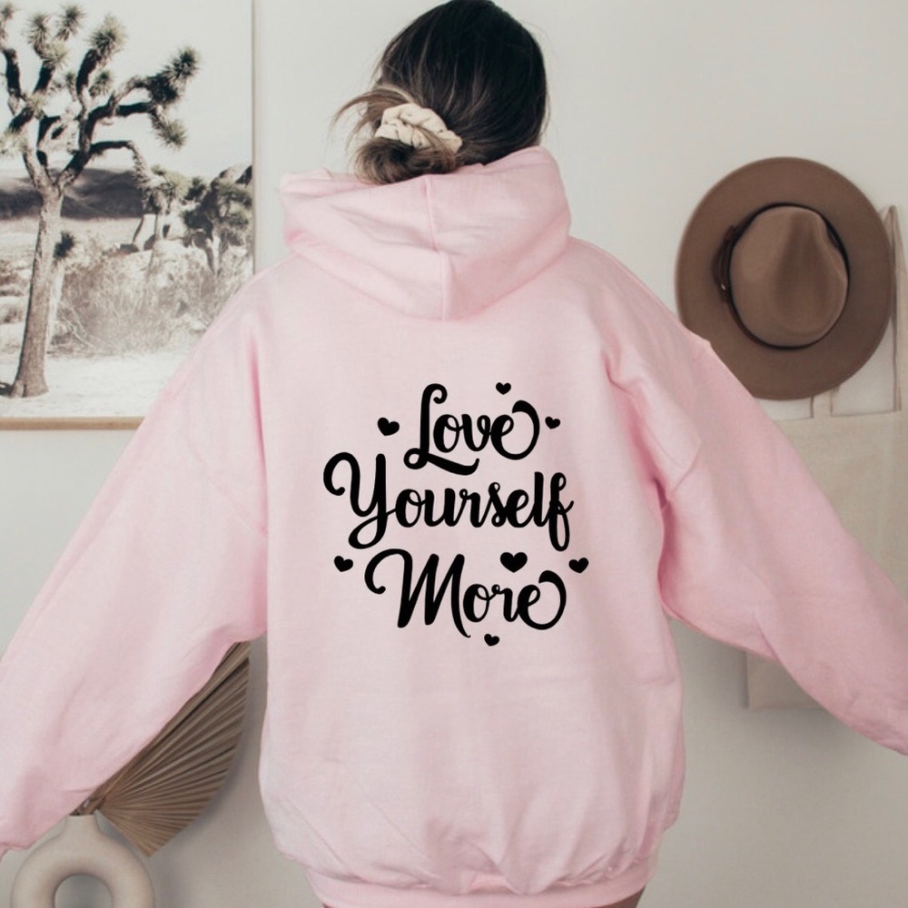 Love Yourself More Crew Neck Long Sleeve Hoodie